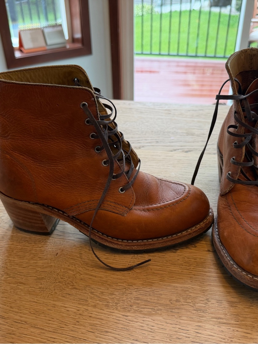 Red Wing Shoes Tan Leather Lace-Up Work Boots - Picture 3 of 9
